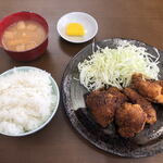 Satake - レバー(3個)・ミノ(3個)てん定食850円