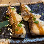 Red sea bream skewers with miso/Japanese pepper sauce