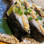 Shime mackerel skewers with mountain wasabi/grated ponzu sauce
