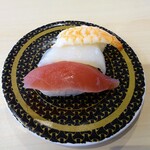 Hama sushi - 「定番三種盛り
                        まぐろ・真いか・えび」税込165円