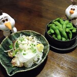 骨付鳥 じゅじゅ庵 - ずりポン600円 　枝豆300円