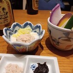Kushiage Aotakaze - 白菜と鶏団子のクリーム煮、季節野菜の盛り合わせ