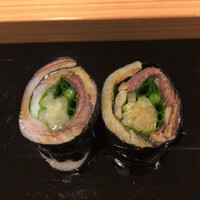鮨 北條 - 鰯、ガリ、大葉、ネギの巻物