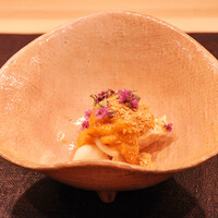 せん心 - 嶺岡豆腐と百合根とウニ　落花生のペースト