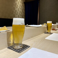 北新地 鮨 栞庵 やましろ - 生ビールプレミアムの熟撰