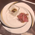 ステーキ&グリル OKAKI - 「選べるランチステーキコース」(12800円) 自家製ローストビーフと比叡ゆばの刺身