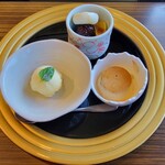 銀のすず - ◇デザート パイナップルシャーベット/プリン/ほうじ茶寒天の餡蜜