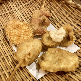 桂亭 - 料理写真:「生ビールセット」の 串揚げ５種