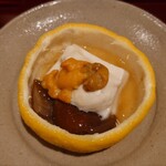 銀座 しのはら - 胡麻豆腐と滑子と雲丹