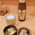 Okinawa Ryour Shima Sakaba Garakuta - お通し/プレミアムモルツ中瓶