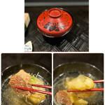 四季彩ダイニング　春 - 熱々のお椀は、ジューシーな秋茄子と、
      ゴロっとしているのにやわらかい牛頬肉が♡(≧∀≦)
      優しいお出汁が身に染みます。(*´-`)