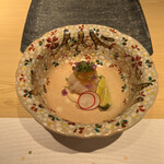 Sushi Panchi - カワハギの刺身　肝醤油と土佐酢ジュレ