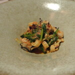 リストランテ カノフィーロ - 昆布森産牡蠣とカブ菜のトマトソース　タリアテッレ