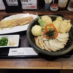 饂飩とお酒 からほり きぬ川 - とり玉天ぶっかけ ＋ チクワ天