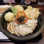 饂飩とお酒 からほり きぬ川 - とり玉天ぶっかけ