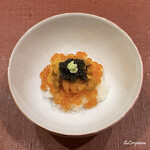 御料理 寺沢 - キャビア､バフン海胆､いくらの飯蒸し