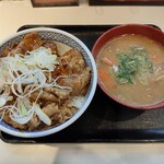 吉野家 - 牛カルビ丼並、とん汁