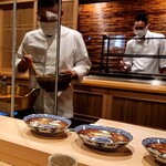 銀座 きた川 - 揚げ場と炭床の競演