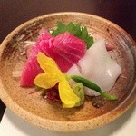 喜和美家 - Ｈ25.05②　【御造り】　鮪大とろ　槍烏賊　妻ものいろいろ