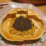 銀座くどう - 松葉蟹ほぐし味噌つけ、甲羅焼き