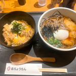 炭火焼鳥 鳥ちょうちん - 鶏天そば＋親子丼