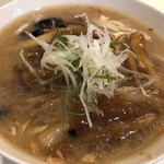 馥香 - 牡蠣入りあっさり白湯醤油スープそば　一本麺