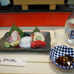 黒門さかえすし - お造り盛り合わせ ＆ 冷酒