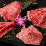 堪能 黒毛和牛うすぎり4種の炙り焼き（２人前/約240ｇ）