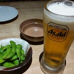 かまどか - ビールと枝豆