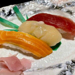 Kappou Kaede - セットで選んだ生寿司。ネタは日替わりです。