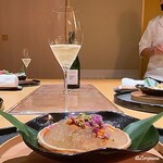 割烹 らん亭 - Fleury Fleur de l'Europe Brutと香箱がにのジュレ掛け