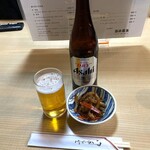 とんかつ 弥次喜多 - ビール￥600通しがつきます。