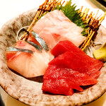 いざかや やま - おまかせ刺身三点盛り