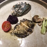 八重洲 steak & seafood 鉄板焼き 一心 - 野菜も美味しい、鮑。