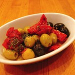 Marinated olives and semi-dried tomatoes