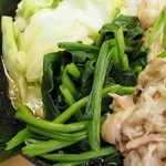 ラーメン 三亀 - 生から茹でたほうれん草