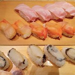 寿司 築地日本海 - 大トロ　赤貝　アワビ
