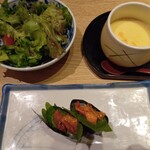 寿司 築地日本海 - サラダ　茶碗蒸し　ウニ