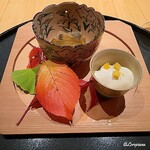 割烹 らん亭 - 河豚の煮凝りと西葫芦の胡桃白和え