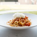 Pasta magari - トマトのブッラータのトンナレッリ
