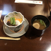 土佐料理 祢保希 銀座店 - 蒸し寿司 味噌汁