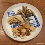 千陽 - 甘鯛の鱗揚げ､鰙の素揚げ､銀杏焼に里芋のチップス