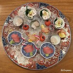 千陽 - 大間産の天然本鮪のトロ､鮃､活の毛蟹の造り､真鱈の雲子ポン酢