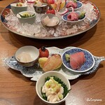 千陽 - 大間産の天然本鮪のトロ､鮃､活の毛蟹の造り､真鱈の雲子ポン酢