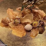 千陽 - 銀杏焼に里芋のチップス