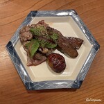 千陽 - 短角牛の陶板焼と短角牛の稀少なレバー焼