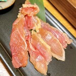 焼鳥と水炊き 櫛田 - 鶏の腿肉の生ハム仕立て