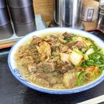 立ち食いうどん 味沢 - キムチボッカケうどんボッカケダブル。旨そうで笑いがとまらん。