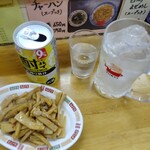 らーめんしょっぷ久ちゃん - ピリ辛メンマ￥250+レモン酎ハイ￥450=￥700