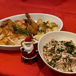 ドルチェヴィータ - お腹の中のリゾットを取り出して、ばらした後の鶏肉をリゾットに混ぜて温め直すととさらに美味しくいただけます♥